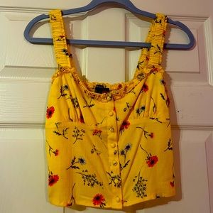 Yellow flower top, forever 21, size large, NWOT